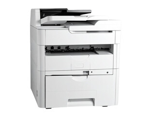 Modern White Multifunction Printer Isolated on Transparent Background