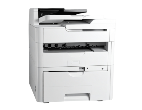 Modern White Multifunction Printer Isolated on Transparent Background