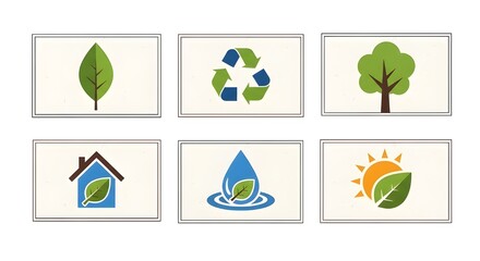 Obraz premium Environmental icons set animation showing recycling, tree growth, and sustainable development concepts