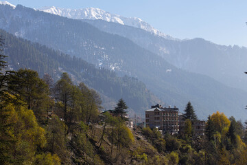 Majestic Snow-Capped Himalayan Peaks Towering Over the Picturesque Valley of Manali, India