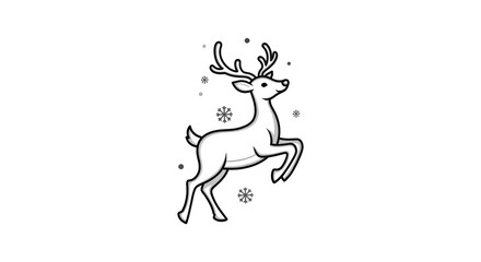 Fototapeta premium Simple Stylized Icon of a Reindeer Dancing in a Cool Blue Color Scheme