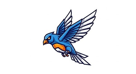 Fototapeta premium Geometric Vector Mascot Logo of a Stylized Robotic Bird for Technology Brand