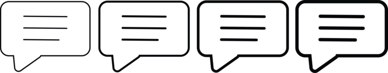 speech bubble with three horizontal lines icon. communication and messaging concepts. horizontal lines representing menu icon symbol
