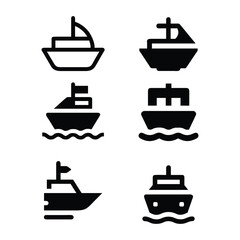ship and boat icon set. water transport symbol. vessels for travel and transportation. isolated vector image