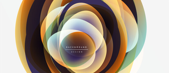 Abstract concentric circles, vibrant colors blend. Modern design features text background design within central glow. Minimalist aesthetic.