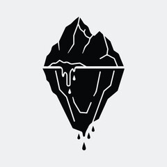 Silhouette melting iceberg with water droplets isolated concept Vector illustration