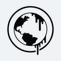 Silhouette melting world globe creative environmental issues concept Vector illustration