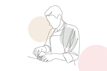 Chef preparing food with delicate touch cooking food preparation