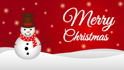 Elegant Merry Christmas Calligraphy with Charming Snowman Illustration