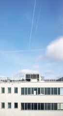 Air conditioning system on the roof of an office building.
