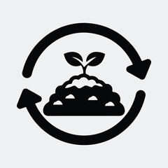 Silhouette plant growing cycle around arrow in black Vector illustration