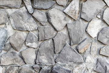 Gray stone wall with irregular rock pattern and textured surface