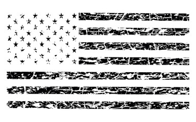 Obraz premium Black USA Grunge Flag, Distressed American Flag Vector with Vintage Patriotic