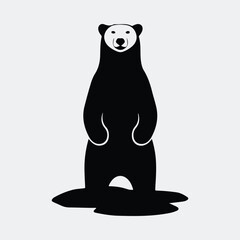 Silhouette standing bear cartoon illustration wild mammal animal Vector illustration