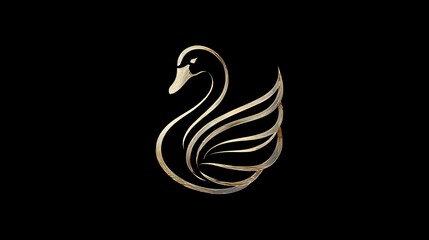 Obraz premium Luxury swan logo in gold lines on black background. Concept: power, prestige, elegance, premium branding, luxury fashion labels, jewelry brands, elite services, and high-end identity design.