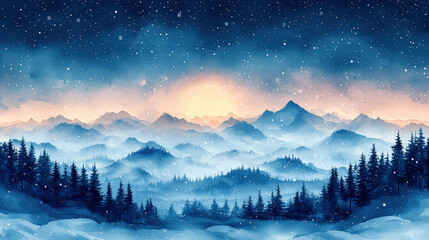 Snowy mountain landscape at sunrise nature scene serene environment beautiful viewpoint