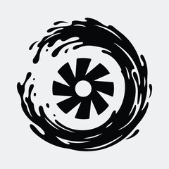 Silhouette water splash propeller wash circle shape abstract Vector illustration