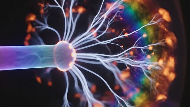 Captivating Plasma Ball Display - A Mesmerizing Science Experiment in Action.
