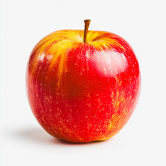 Close-up red ripe organic apple isolated on white background.