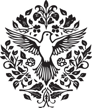 Floral Bird Silhouette with Ornamental Flowers
Vintage Dove and Floral Pattern Decorative Design
Elegant Bird with Floral Frame Vector Hardstyle, vector ornament, retro d&eacute;cor