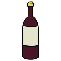 Hand-drawn cartoon bottle of wine on a white background.