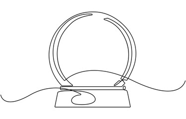 One continuous line drawing of Christmas snow globe.