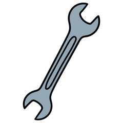 Hand-drawn cartoon wrench on a white background.