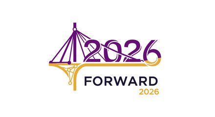 Fototapeta premium Forward 2026 Logo Featuring a Bridge Design.