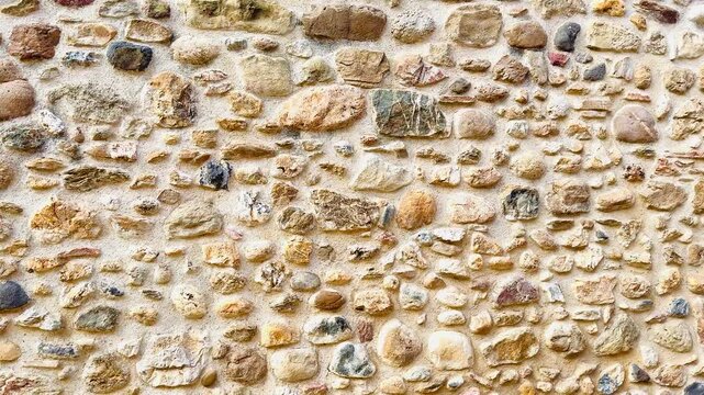 Close-up of Natural Stone Wall Texture &ndash; Rustic Stone Cladding Background