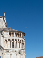 Historic European Architectural Grandeur Exemplified by the Duomo di Pisa in Piazza dei Miracoli Tuscany Italy Under a Vast Blue Sky