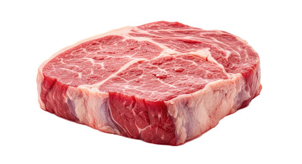Obraz premium A raw piece of beef steak on a white background.