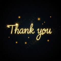 Fototapeta premium The words thank you written in sparkling golden glitter on a dark background with glowing lights