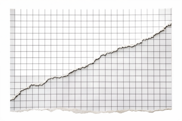 A piece of ripped grid paper features a textured diagonal tear, creating a dynamic graphic element isolated for transparent background use.