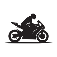 Fototapeta premium Motorcycle cruising vector silhouette clip art logo design illustration. Vintage biker and road adventure icon collection