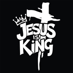 Jesus Is King Icon With Crown And Cross