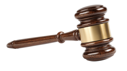 Wooden gavel resting on a clean surface ready for use in a courtroom or legal setting during a judicial proceeding Generative AI