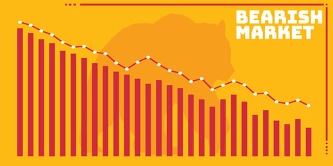 Bear market background. Bearish market banner template. Bear stock market loss vector 