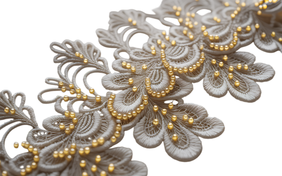 Beaded lace isolated on transparent background