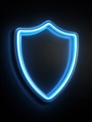 Fototapeta premium glowing blue shield icon on black background