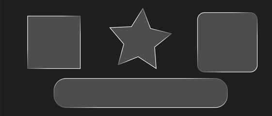 Geometric Shapes Outline Star Square and Rounded Rectangle on Dark Background