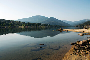 Natural landscape, lake, and mountains