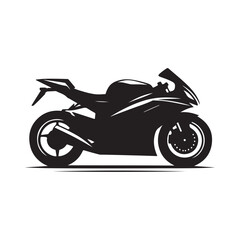 Fototapeta premium Motorcycle cruising vector silhouette clip art logo design illustration. Vintage biker and road adventure icon collection