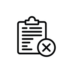 Clipboard with a red cross symbol indicating rejection or error