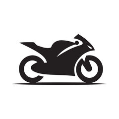 Fototapeta premium Motorcycle cruising vector silhouette clip art logo design illustration. Vintage biker and road adventure icon collection