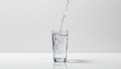 Crystal Clear Water Poured into Glass with Bubbly Texture