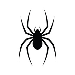 Black silhouette of a spider on a white background