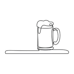 Minimalist line art drawing of a beer mug with foam