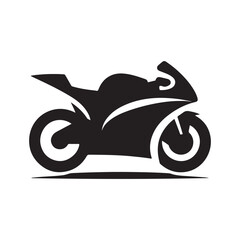 Fototapeta premium Motorcycle cruising vector silhouette clip art logo design illustration. Vintage biker and road adventure icon collection