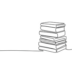 Simple line drawing of a stack of books on a white background