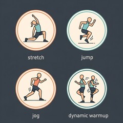 Sports Warm-Up Routine Icons Set